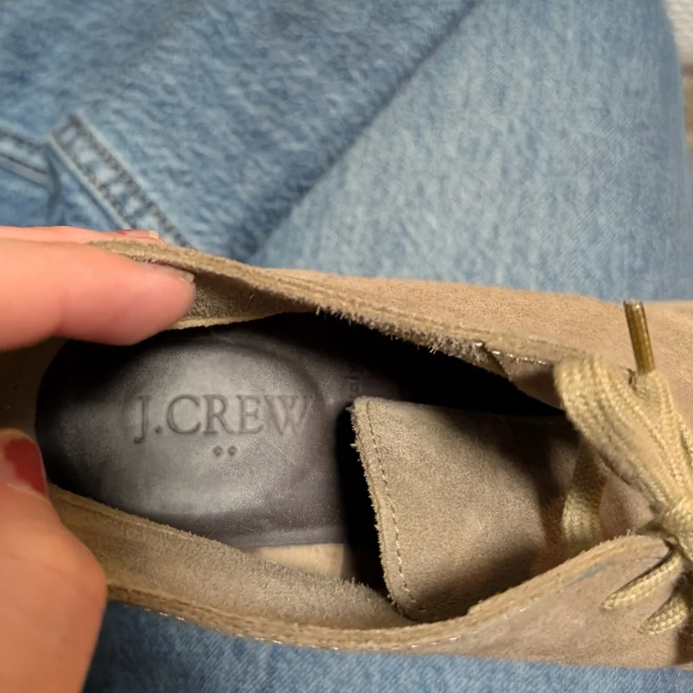 J.Crew Suede Wedge Chukka Booties Taupe Size 7 Women